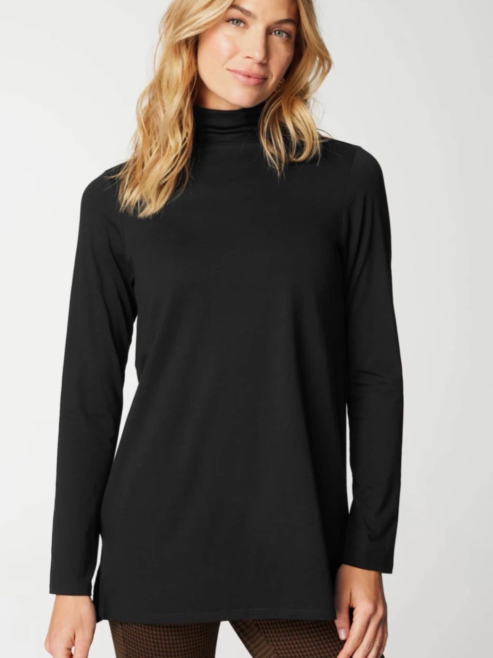 J Jill Black Turtleneck Tunic Lux Supima Everyday Stretch Capsule Size L NWT